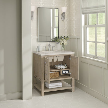 James Martin - Breckenridge 30" Single Vanity, Whitewashed Oak, w/ 3 CM Siberian Silestone Top - 330-V30-WWO-3SFR view 5