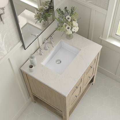 James Martin - Breckenridge 30" Single Vanity, Whitewashed Oak, w/ 3 CM Siberian Silestone Top - 330-V30-WWO-3SFR view 7