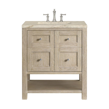 James Martin - Breckenridge 30" Single Vanity, Whitewashed Oak, w/ 3 CM Tajnar Eclos Top - 330-V30-WWO-3TJR view 1