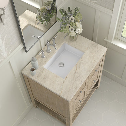 James Martin - Breckenridge 30" Single Vanity, Whitewashed Oak, w/ 3 CM Tajnar Eclos Top - 330-V30-WWO-3TJR view 7