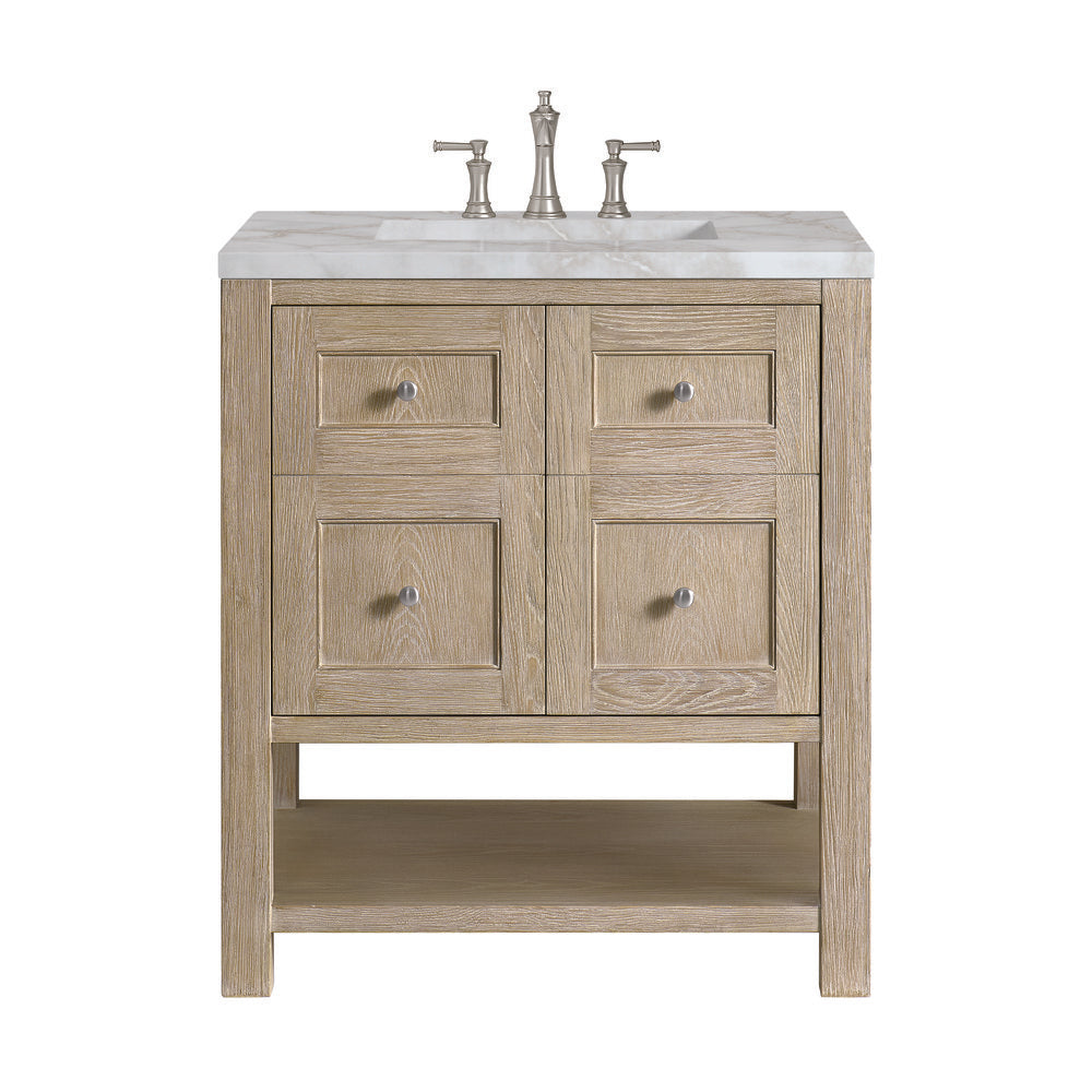 James Martin - Breckenridge 30" Single Vanity, Whitewashed Oak w/ 3 CM Victorian Silver Silestone Top - 330-V30-WWO-3VSL view 1