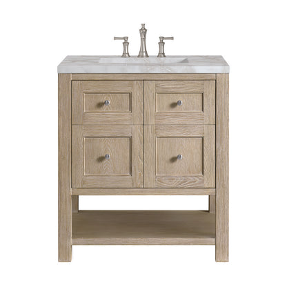 James Martin - Breckenridge 30" Single Vanity, Whitewashed Oak w/ 3 CM Victorian Silver Silestone Top - 330-V30-WWO-3VSL view 1