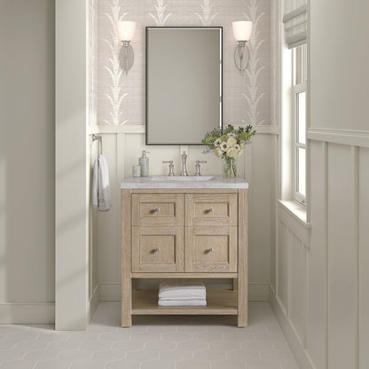 James Martin - Breckenridge 30" Single Vanity, Whitewashed Oak w/ 3 CM Victorian Silver Silestone Top - 330-V30-WWO-3VSL view 3