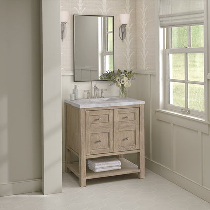 James Martin - Breckenridge 30" Single Vanity, Whitewashed Oak w/ 3 CM Victorian Silver Silestone Top - 330-V30-WWO-3VSL view 4