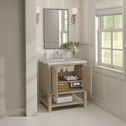 James Martin - Breckenridge 30" Single Vanity, Whitewashed Oak w/ 3 CM Victorian Silver Silestone Top - 330-V30-WWO-3VSL view 5