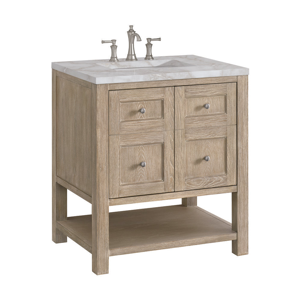 James Martin - Breckenridge 30" Single Vanity, Whitewashed Oak w/ 3 CM Victorian Silver Silestone Top - 330-V30-WWO-3VSL view 9