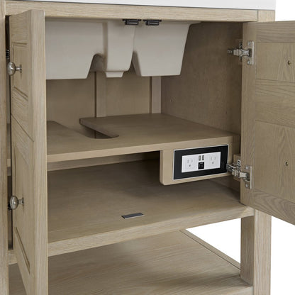 James Martin - Breckenridge 30" Single Vanity, Whitewashed Oak w/ 3 CM Victorian Silver Silestone Top - 330-V30-WWO-3VSL view 11