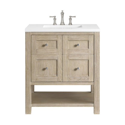 James Martin - Breckenridge 30" Single Vanity, Whitewashed Oak w/ 3 CM White Zeus Silestone Top - 330-V30-WWO-3WZ view 1