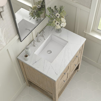 James Martin - Breckenridge 30" Single Vanity, Whitewashed Oak w/ 3 CM White Zeus Silestone Top - 330-V30-WWO-3WZ view 7