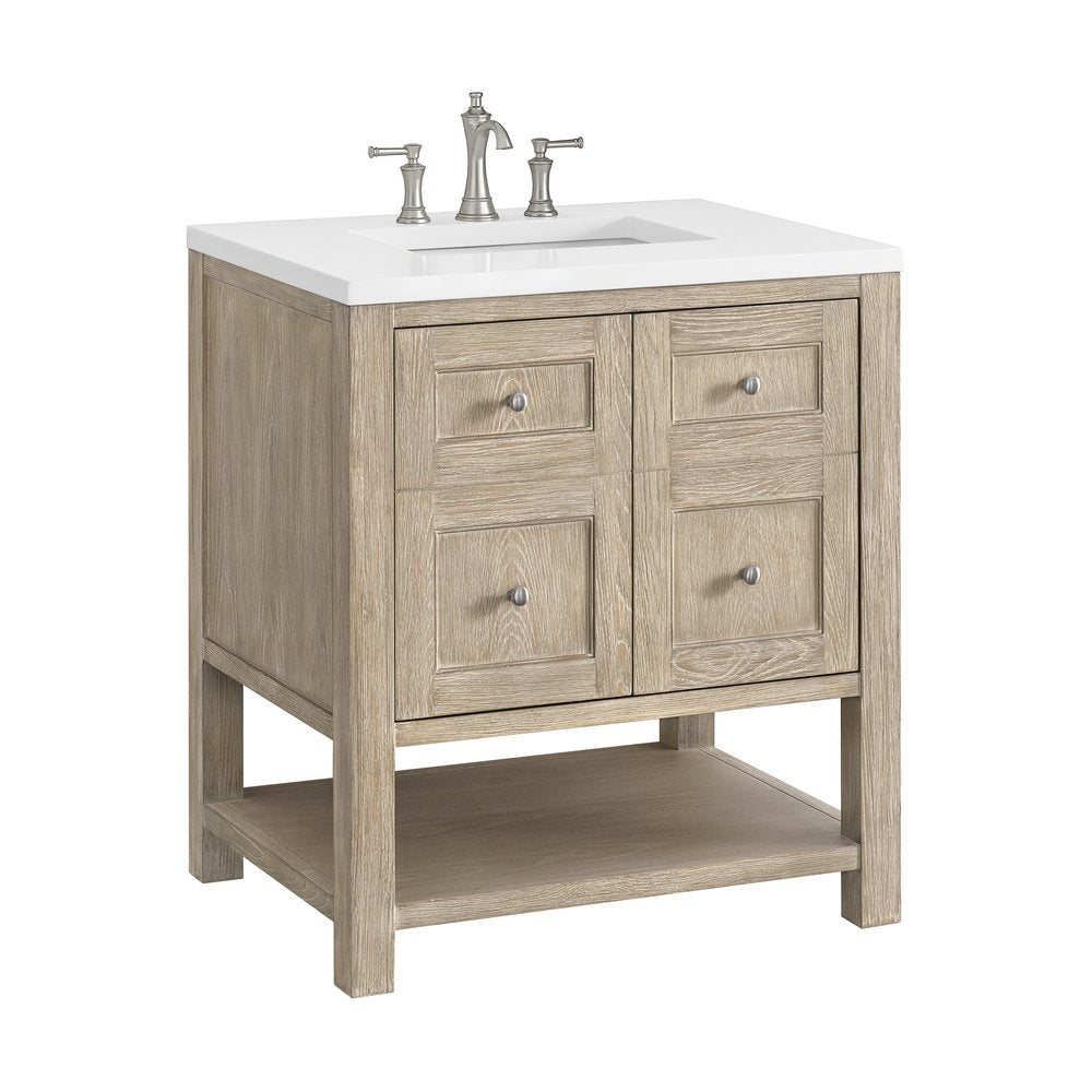 James Martin - Breckenridge 30" Single Vanity, Whitewashed Oak w/ 3 CM White Zeus Silestone Top - 330-V30-WWO-3WZ view 9
