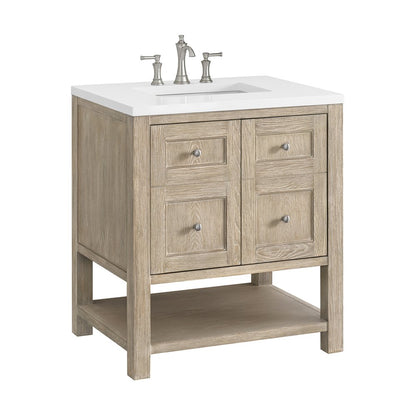 James Martin - Breckenridge 30" Single Vanity, Whitewashed Oak w/ 3 CM White Zeus Silestone Top - 330-V30-WWO-3WZ view 9