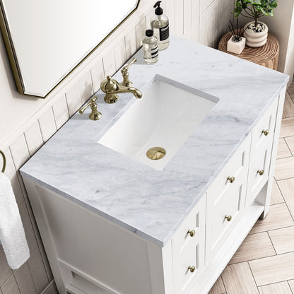 James Martin - Breckenridge 36" Single Vanity, Bright White w/ 3 CM Carrara Marble Top - 330-V36-BW-3CAR view 7