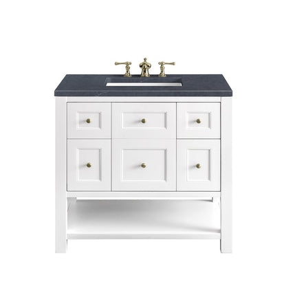 James Martin - Breckenridge 36" Single Vanity, Bright White w/ 3 CM Charcoal Soapstone Top - 330-V36-BW-3CSP view 1