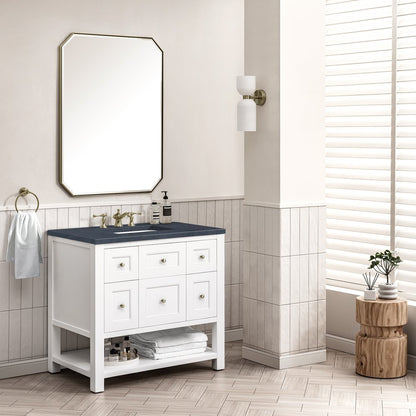 James Martin - Breckenridge 36" Single Vanity, Bright White w/ 3 CM Charcoal Soapstone Top - 330-V36-BW-3CSP view 4