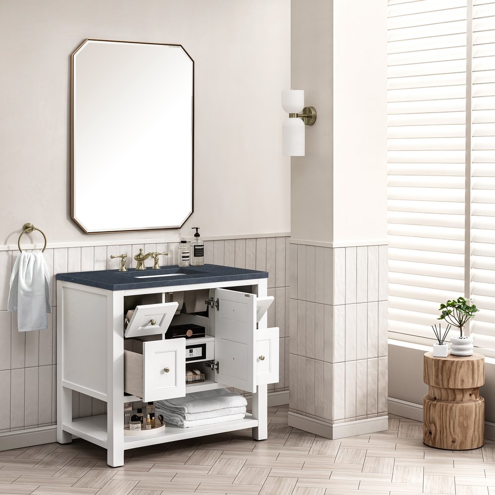 James Martin - Breckenridge 36" Single Vanity, Bright White w/ 3 CM Charcoal Soapstone Top - 330-V36-BW-3CSP view 5