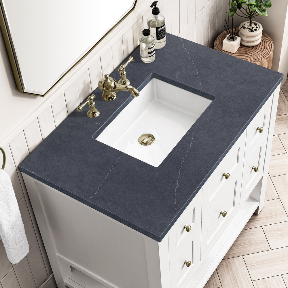 James Martin - Breckenridge 36" Single Vanity, Bright White w/ 3 CM Charcoal Soapstone Top - 330-V36-BW-3CSP view 7