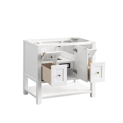 James Martin - Breckenridge 36" Single Vanity, Bright White w/ 3 CM Charcoal Soapstone Top - 330-V36-BW-3CSP view 8