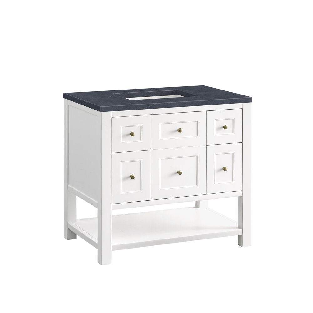 James Martin - Breckenridge 36" Single Vanity, Bright White w/ 3 CM Charcoal Soapstone Top - 330-V36-BW-3CSP view 10