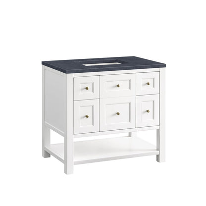 James Martin - Breckenridge 36" Single Vanity, Bright White w/ 3 CM Charcoal Soapstone Top - 330-V36-BW-3CSP view 10