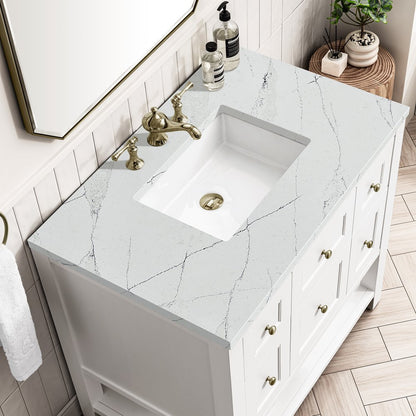 James Martin - Breckenridge 36" Single Vanity, Bright White w/ 3 CM Ethereal Noctis Top - 330-V36-BW-3ENC view 7