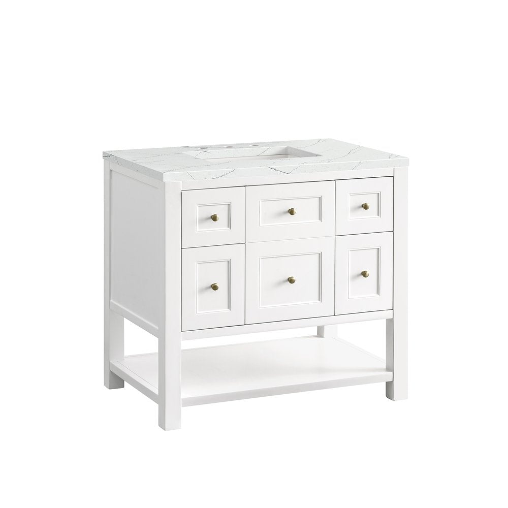James Martin - Breckenridge 36" Single Vanity, Bright White w/ 3 CM Ethereal Noctis Top - 330-V36-BW-3ENC view 10