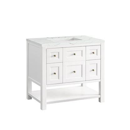 James Martin - Breckenridge 36" Single Vanity, Bright White w/ 3 CM Ethereal Noctis Top - 330-V36-BW-3ENC view 10