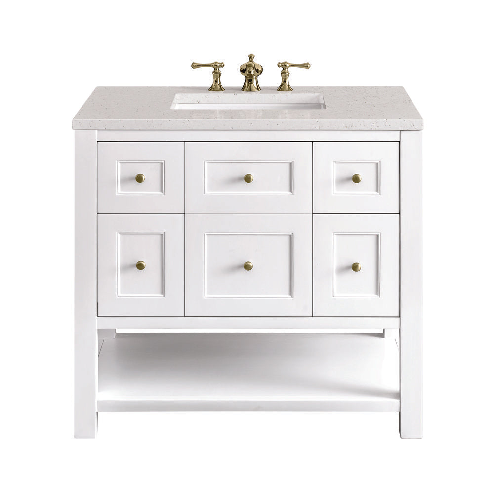 James Martin - Breckenridge 36" Single Vanity, Bright White w/ 3 CM Lime Delight Top - 330-V36-BW-3LDL view 1