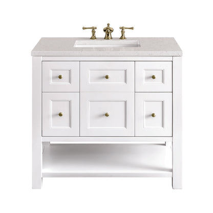 James Martin - Breckenridge 36" Single Vanity, Bright White w/ 3 CM Lime Delight Top - 330-V36-BW-3LDL view 1