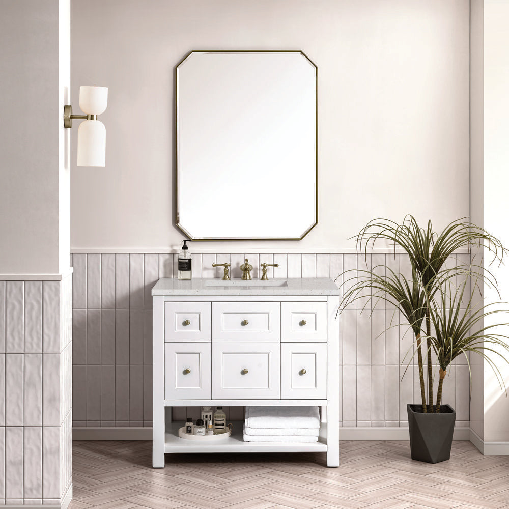James Martin - Breckenridge 36" Single Vanity, Bright White w/ 3 CM Lime Delight Top - 330-V36-BW-3LDL view 3