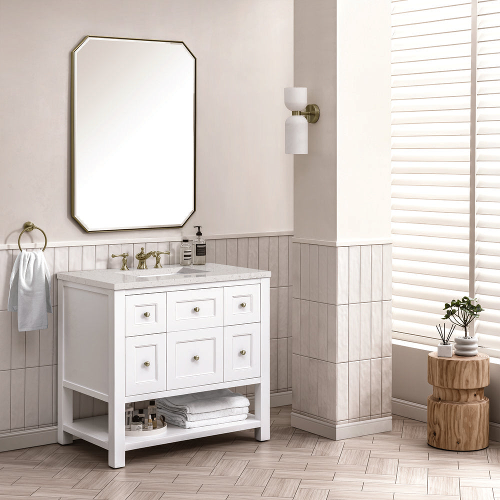 James Martin - Breckenridge 36" Single Vanity, Bright White w/ 3 CM Lime Delight Top - 330-V36-BW-3LDL view 4