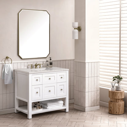 James Martin - Breckenridge 36" Single Vanity, Bright White w/ 3 CM Lime Delight Top - 330-V36-BW-3LDL view 4