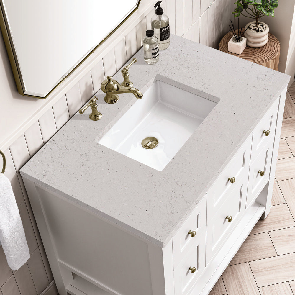 James Martin - Breckenridge 36" Single Vanity, Bright White w/ 3 CM Lime Delight Top - 330-V36-BW-3LDL view 7