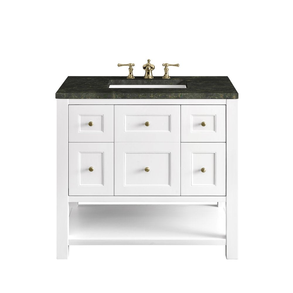 James Martin - Breckenridge 36" Single Vanity, Bright White, w/ 3 CM Phantome Eclos Top - 330-V36-BW-3PHT view 1