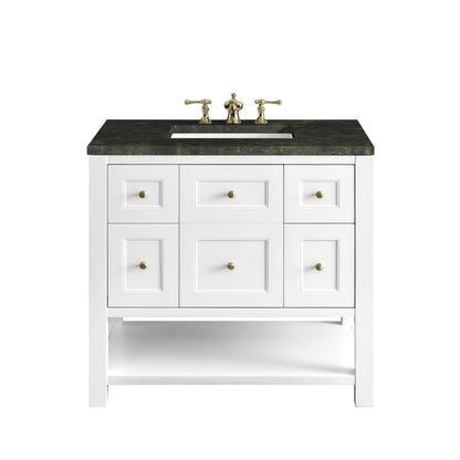 James Martin - Breckenridge 36" Single Vanity, Bright White, w/ 3 CM Phantome Eclos Top - 330-V36-BW-3PHT view 1