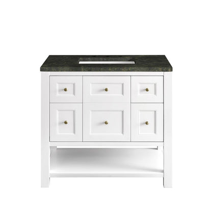 James Martin - Breckenridge 36" Single Vanity, Bright White, w/ 3 CM Phantome Eclos Top - 330-V36-BW-3PHT view 2