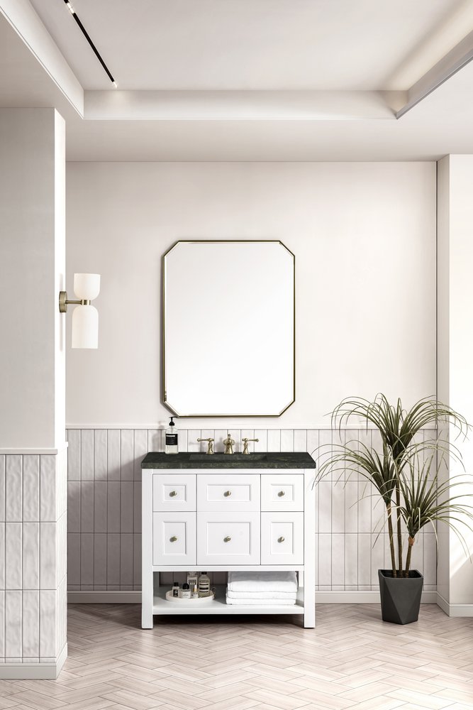 James Martin - Breckenridge 36" Single Vanity, Bright White, w/ 3 CM Phantome Eclos Top - 330-V36-BW-3PHT view 4