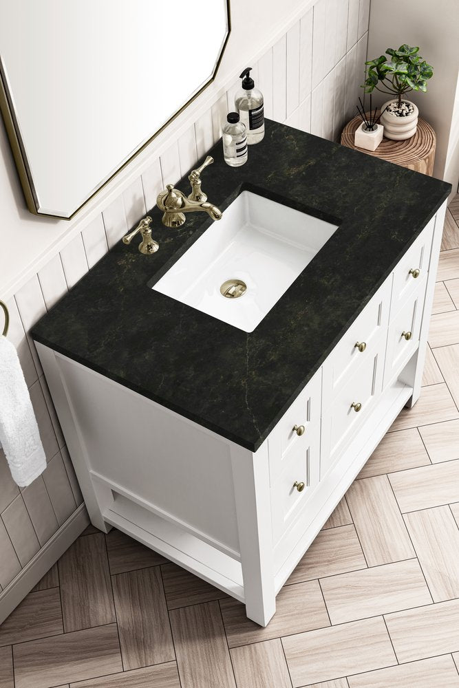 James Martin - Breckenridge 36" Single Vanity, Bright White, w/ 3 CM Phantome Eclos Top - 330-V36-BW-3PHT view 8