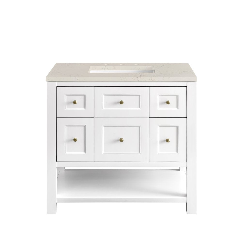 James Martin - Breckenridge 36" Single Vanity, Bright White, w/ 3 CM Siberian Silestone Top - 330-V36-BW-3SFR view 2