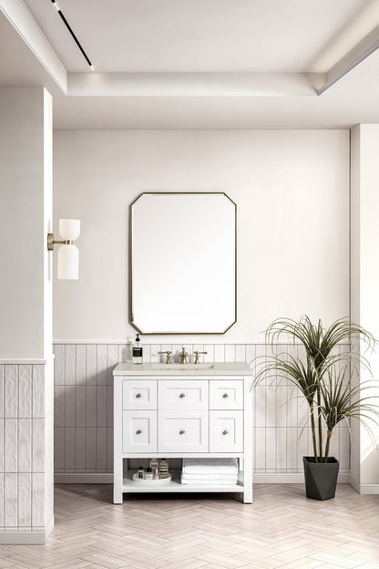 James Martin - Breckenridge 36" Single Vanity, Bright White, w/ 3 CM Siberian Silestone Top - 330-V36-BW-3SFR view 4
