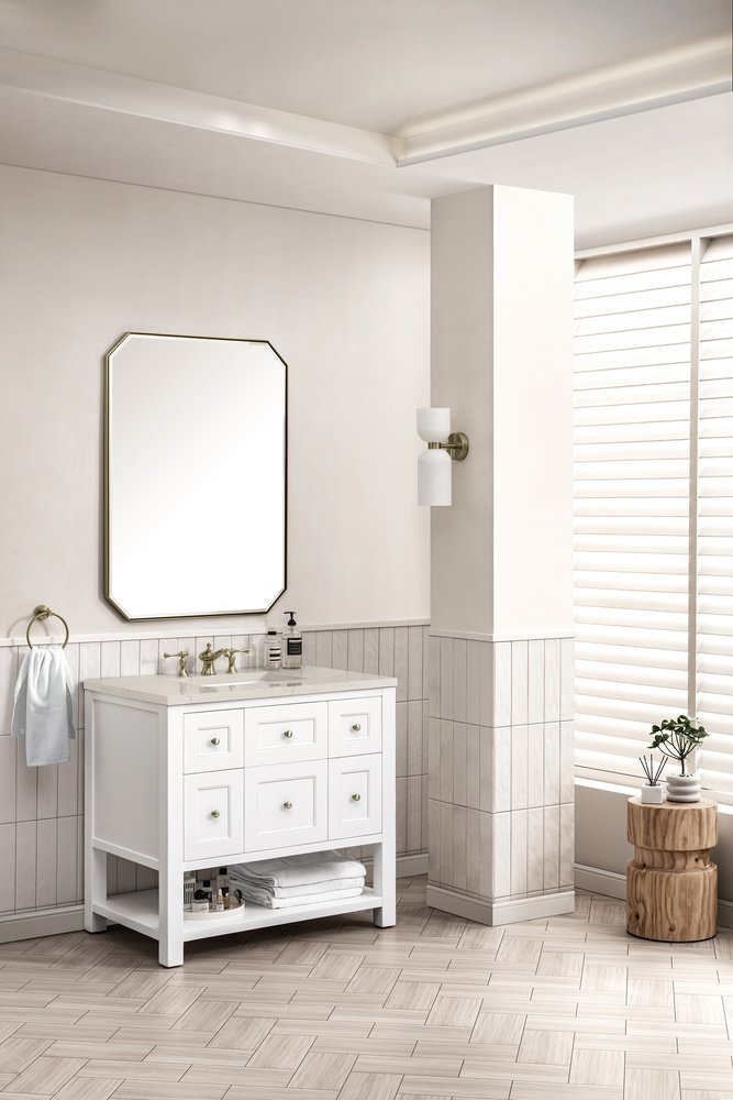 James Martin - Breckenridge 36" Single Vanity, Bright White, w/ 3 CM Siberian Silestone Top - 330-V36-BW-3SFR view 5