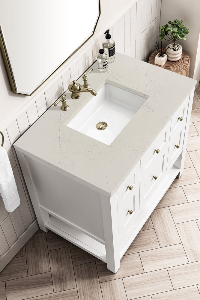 James Martin - Breckenridge 36" Single Vanity, Bright White, w/ 3 CM Siberian Silestone Top - 330-V36-BW-3SFR view 8