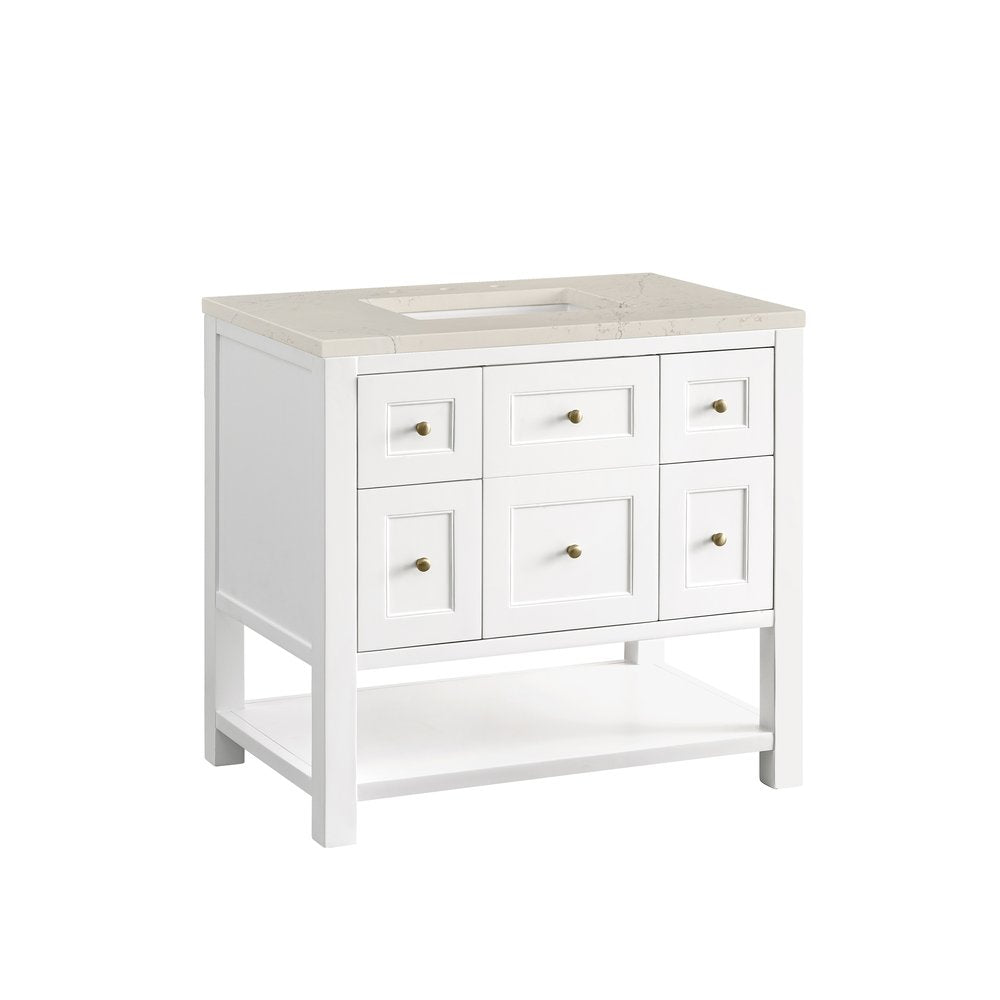 James Martin - Breckenridge 36" Single Vanity, Bright White, w/ 3 CM Siberian Silestone Top - 330-V36-BW-3SFR view 11