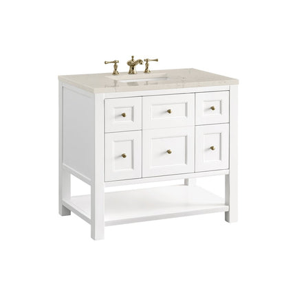 James Martin - Breckenridge 36" Single Vanity, Bright White, w/ 3 CM Siberian Silestone Top - 330-V36-BW-3SFR view 12