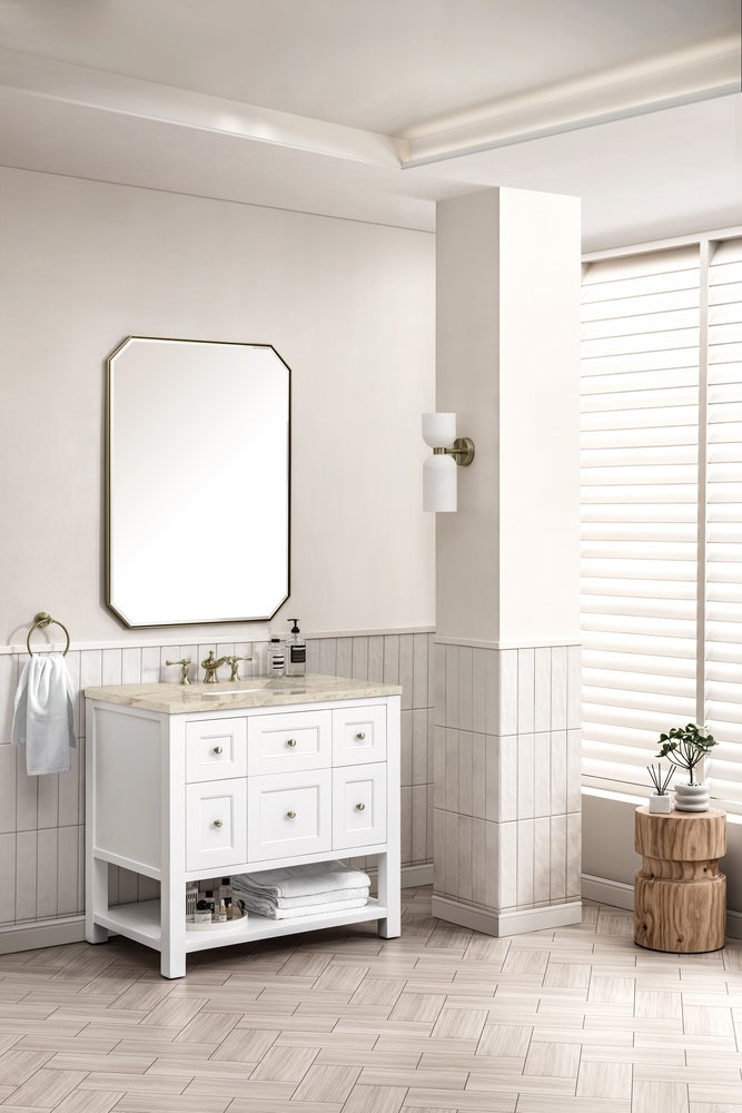 James Martin - Breckenridge 36" Single Vanity, Bright White, w/ 3 CM Tajnar Eclos Top - 330-V36-BW-3TJR view 5