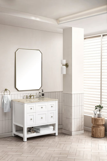 James Martin - Breckenridge 36" Single Vanity, Bright White, w/ 3 CM Tajnar Eclos Top - 330-V36-BW-3TJR view 5