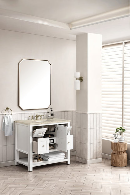 James Martin - Breckenridge 36" Single Vanity, Bright White, w/ 3 CM Tajnar Eclos Top - 330-V36-BW-3TJR view 6