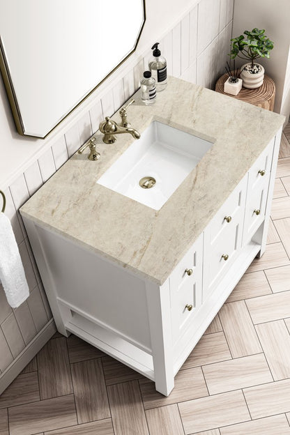 James Martin - Breckenridge 36" Single Vanity, Bright White, w/ 3 CM Tajnar Eclos Top - 330-V36-BW-3TJR view 8