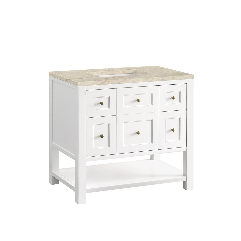 James Martin - Breckenridge 36" Single Vanity, Bright White, w/ 3 CM Tajnar Eclos Top - 330-V36-BW-3TJR view 11