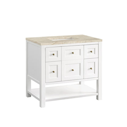 James Martin - Breckenridge 36" Single Vanity, Bright White, w/ 3 CM Tajnar Eclos Top - 330-V36-BW-3TJR view 11