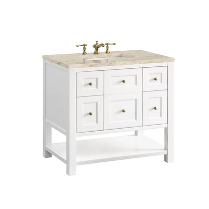 James Martin - Breckenridge 36" Single Vanity, Bright White, w/ 3 CM Tajnar Eclos Top - 330-V36-BW-3TJR view 12
